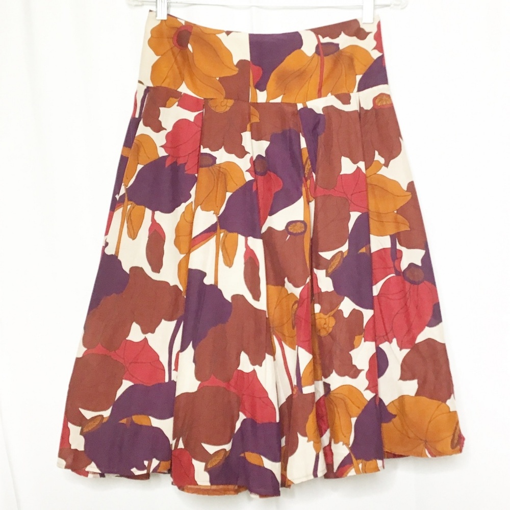 Zara Basic Skirt Silk Coral Purple Pleated Flare S